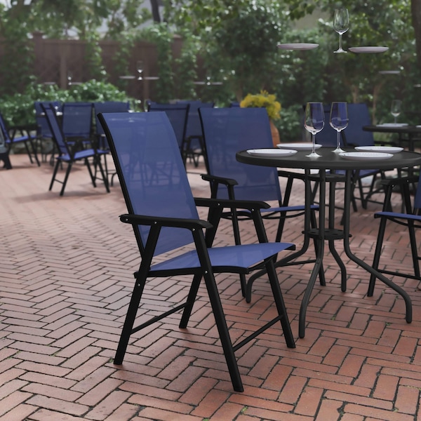 Flash Furniture Paladin Navy Outdoor Folding Patio Sling Chair, 2PK 2-TLH-SC-044-NV-GG - main